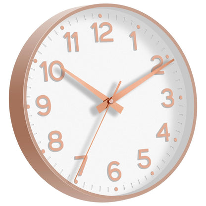 Roymnie Wall Clock Green, Silent Wall Clocks Battery Operated 8 Inch-Modern Non Ticking Analog Clock Decorative for Kitchen Office Bathroom Bedroom(Gold)