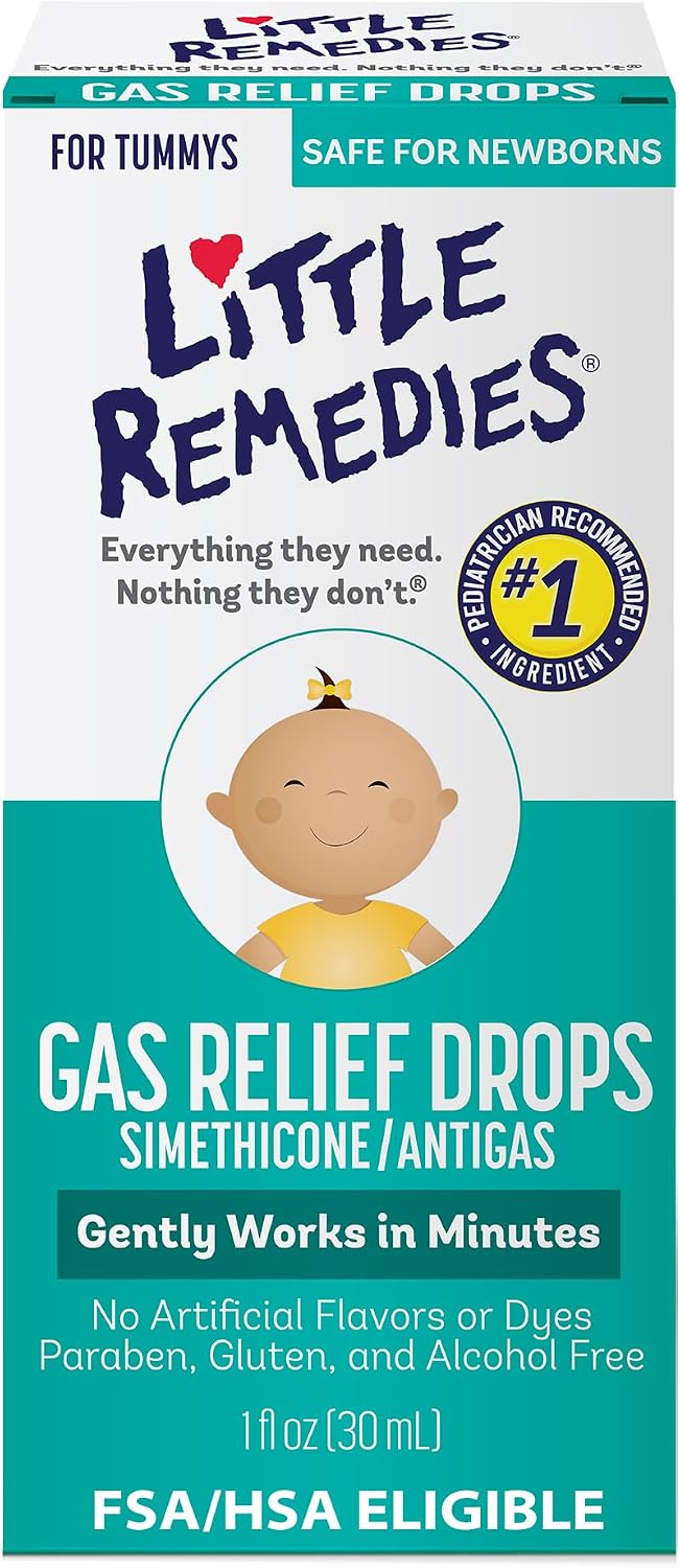 Little Remedies Newborn Gas Relief Drops, Relieves Discomfort from Gas, Baby Medicine with No Artificial Flavors or Dyes, Natural Berry Flavor, 1 Fl Oz (Pack of 3)