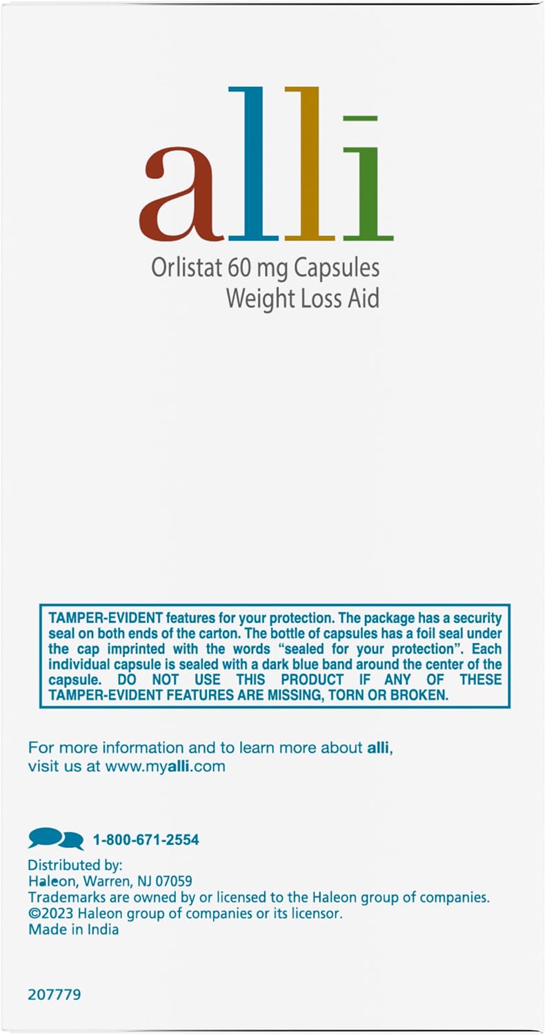 alli Diet Weight Loss Supplement Pills, Orlistat 60mg Capsules Starter Pack, Non prescription weight loss aid, 60 count(Pack of 1) | FDA Approved Non Prescription Weight Loss Aid for Women and Men, 18 Years and Older, Diet Pills