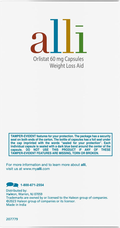 alli Diet Weight Loss Supplement Pills, Orlistat 60mg Capsules Starter Pack, Non prescription weight loss aid, 60 count(Pack of 1) | FDA Approved Non Prescription Weight Loss Aid for Women and Men, 18 Years and Older, Diet Pills