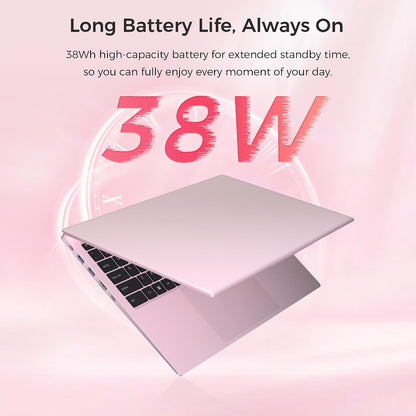 15.6" Pink Laptop, Laptop with 16GB RAM 256GB SSD, Gold 6500Y(Beat Pentium, Up to 3.4GHz), 1080P FHD IPS Display, Bluetooth, WIFI, HDMI, USB-C, USB3.2, 38WH Battery, Laptop Computer for Students