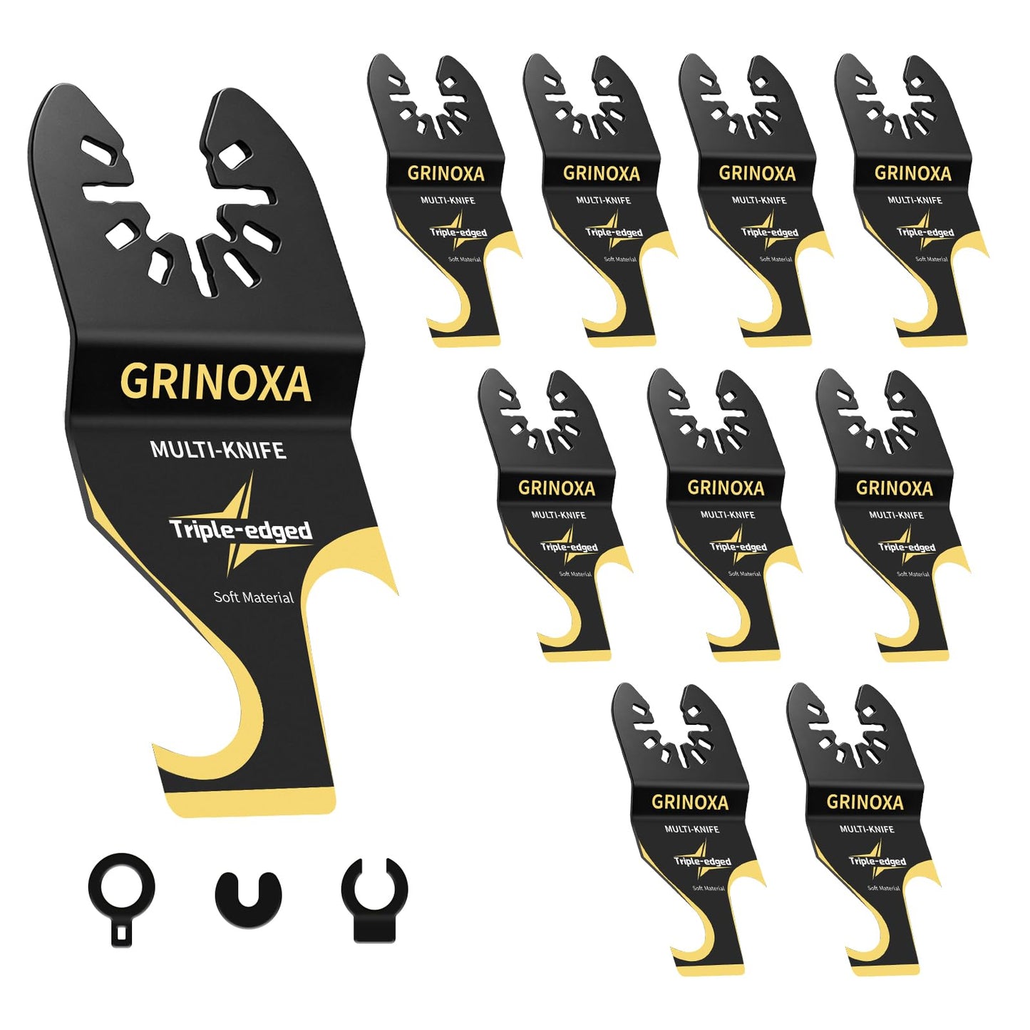4PCS Hook Knife Oscillating Multitool Blades,Triple-Edge Push Pull Scraper Oscillating Multi Tool for Roofing Shingles,PVC Floor,Carpet,Cardboard Cutting Fit DeWalt, Milwaukee,Ryobi,Fein,Rockwell