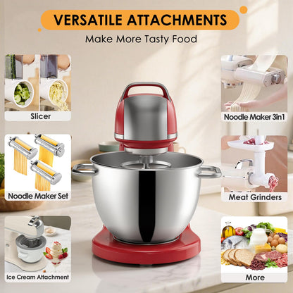 8.4QT Commercial Stand Mixer 800W with Aluminum Die Casting Meets the Standard of NSF/ANSI 8-2023, Mixers Kitchen Electric Stand Mixer with Stainless Steel 8L Bowl, Dough Hook, Whisk and Beater