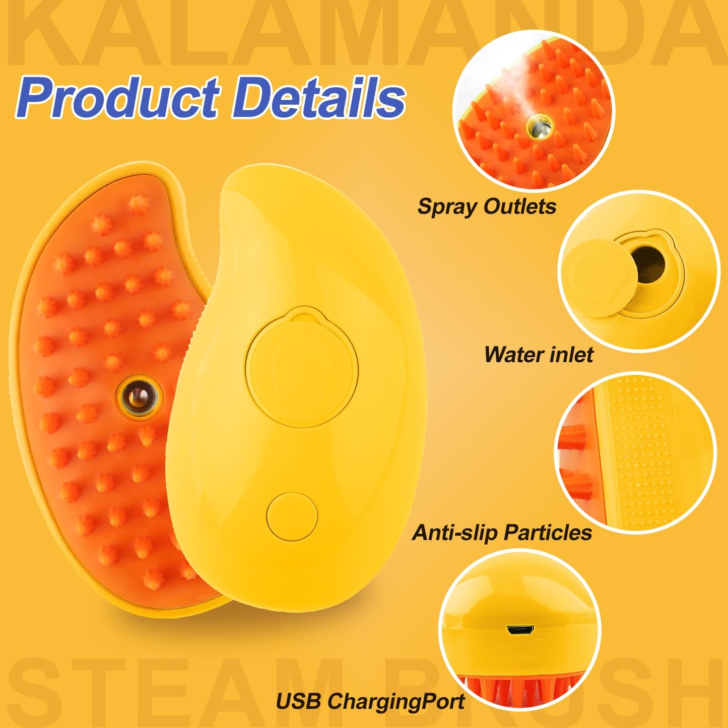 Cat Steam Brush, 3 In 1 Steamy Pet Brush, Silicone Massage Dog Hair Remover Comb, Spray Mist Grooming for Indoor Kittens (Mango Green)