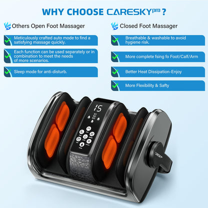 CARESKYpro HSA Eligible FSA Shiatsu Foot Massager with Heat for Neuropathy and Pain Relief, 3 Heat Therapy, 5 Intensity Deep Kneading, Rolling for Calf-Feet-Arm Relaxation, Plantar Fasciitis