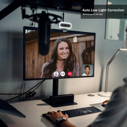 2K Webcam for PC with Microphone/Ring Light,USB C Computer Camera | Webcam with RGB/White Light/Cover,Autofocus,65°FOV, PC Web Camera for Desktop Computer Video Meeting/Gaming Streaming