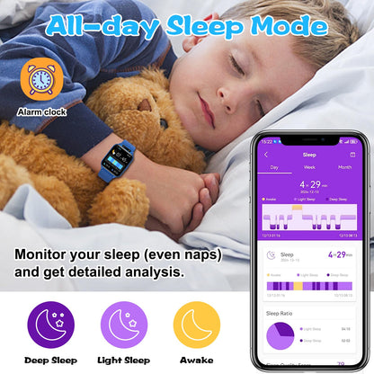 Smart Watch for Kids, 1.85" Fitness Tracker with Heart Rate, Sleep Monitor, IP68 Waterproof Smartwatches with Video Music, Pedometer, Game, NO APP/Phone, Gift for Boys Girls. (Classic, Black)