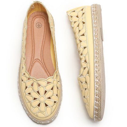 HEAWISH Women’s Ballet Flat Daisy Round Toe Dress Shoes Casual Slip On Rope Loafer
