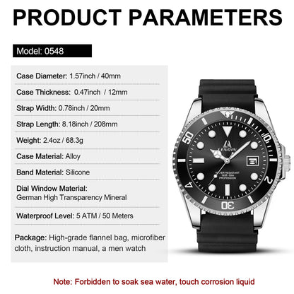 LN LENQIN Mens Watches Stainless Steel Waterproof Analog Quartz Watch for Men with Date Luminous Fashion Wristwatch