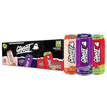 GHOST Energy Drink, Zero Sugars, 12-Pack, Cherry Limeade, 16oz | Energy & Focus Pre Workout Drink, No Artificial Colors, Gluten-Free, Vegan - 200MG Natural Caffeine, L-Carnitine, Taurine