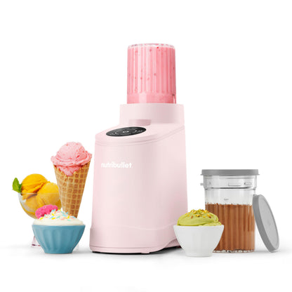 nutribullet Chill Ice Cream Maker, for Gelato, Sorbet, Frozen Yogurt, Smoothie Bowls, Compact Size, (2) Dishwasher Safe 16 oz. Pint Cups with Lids, Black, NBD50100AK
