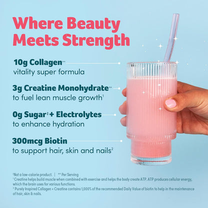 Purely Inspired Collagen Powder for Women & Men, Unflavored (20 Servings) | 20g Hydrolyzed Collagen Peptides Protein Powder - Grass-Fed & Pasture Raised Supports Hair, Nail, Skin, Bone, & Joint Health