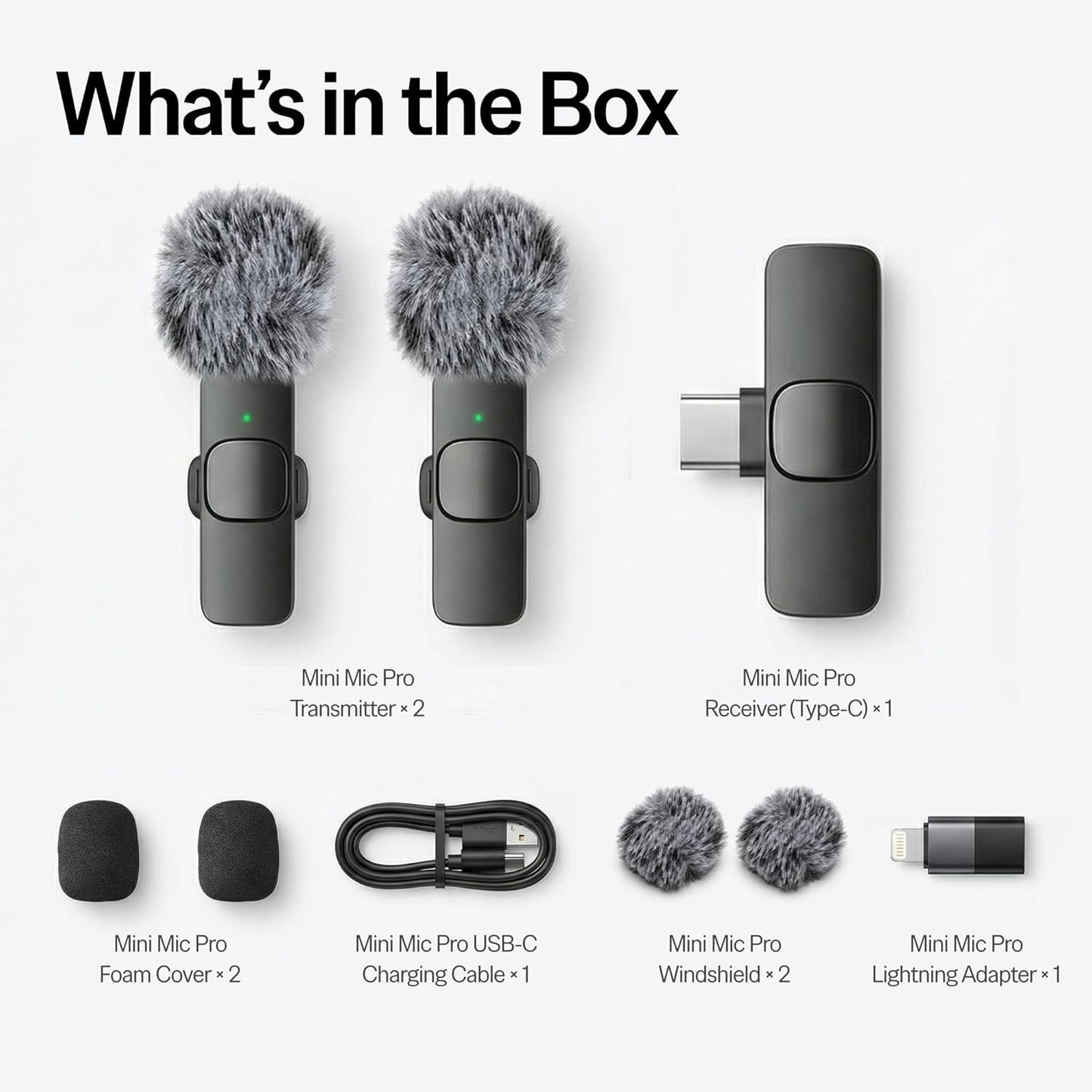 Mini Mic Pro (Latest Model – #1 Microphone for iPhone & Android, Wireless Mini Microphone, Clear Voice, Noise Cancelling, Lavalier Mic for TikTok, YouTube & Interviews