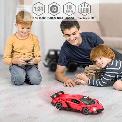 Remote Control RC CAR Racing Cars Compatible with Lamborghini Veneno Officially Licensed 1:24 Toy RC Cars Model Vehicle for Boys 6,7,8 Years Old,red