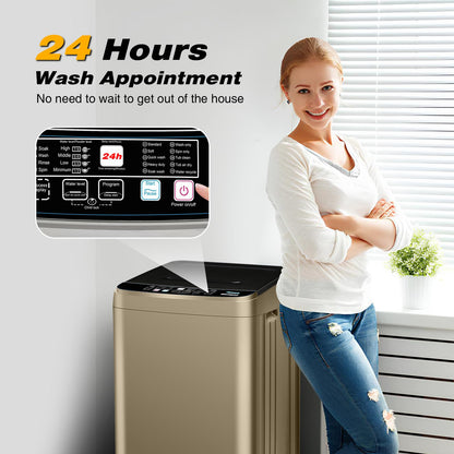 Portable Washing Machine, 17.7lbs Full-Automatic Small Washing Machine for Apartment, 10 Wash Programs with Drain Hose Dorm Size Portable Washer for RV, Home, College, Grey