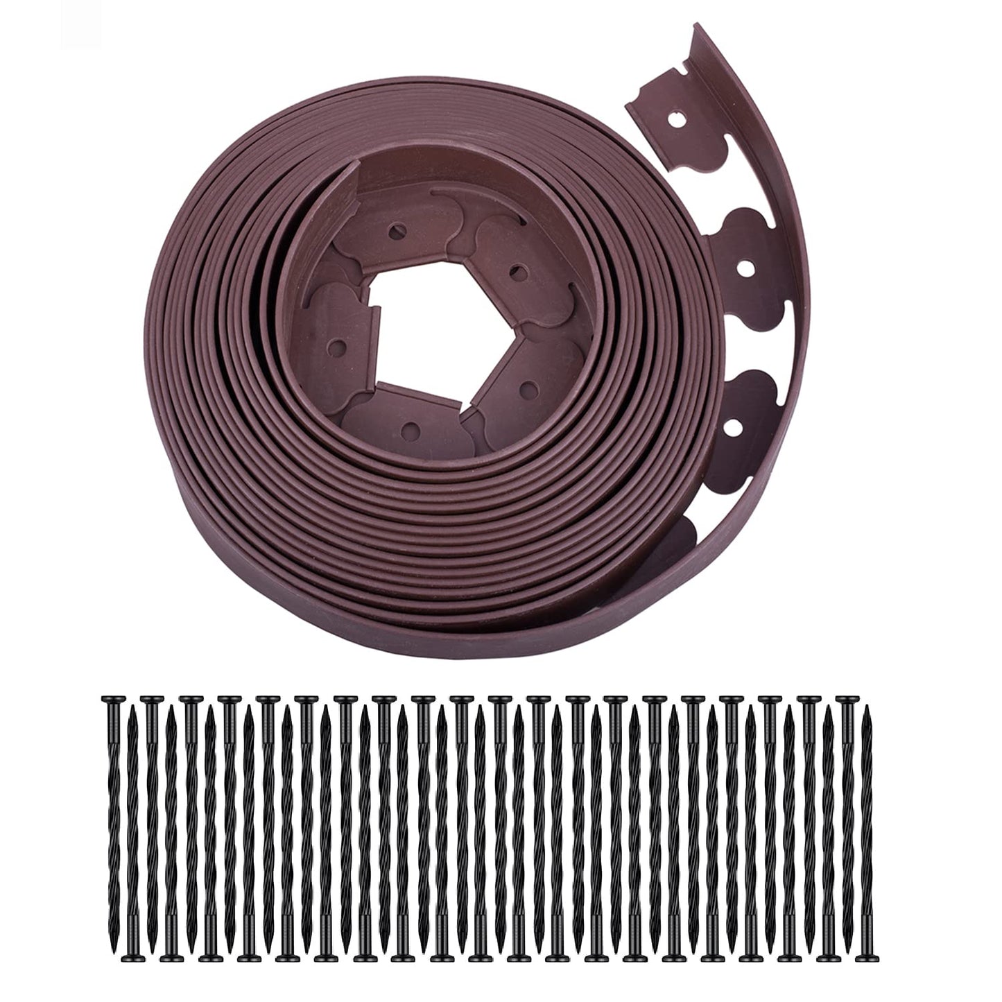 Garden Edging，40ft Landscape Edging with 40 Spikes for Lawn 2 Inch Tall(Black, 40FT)