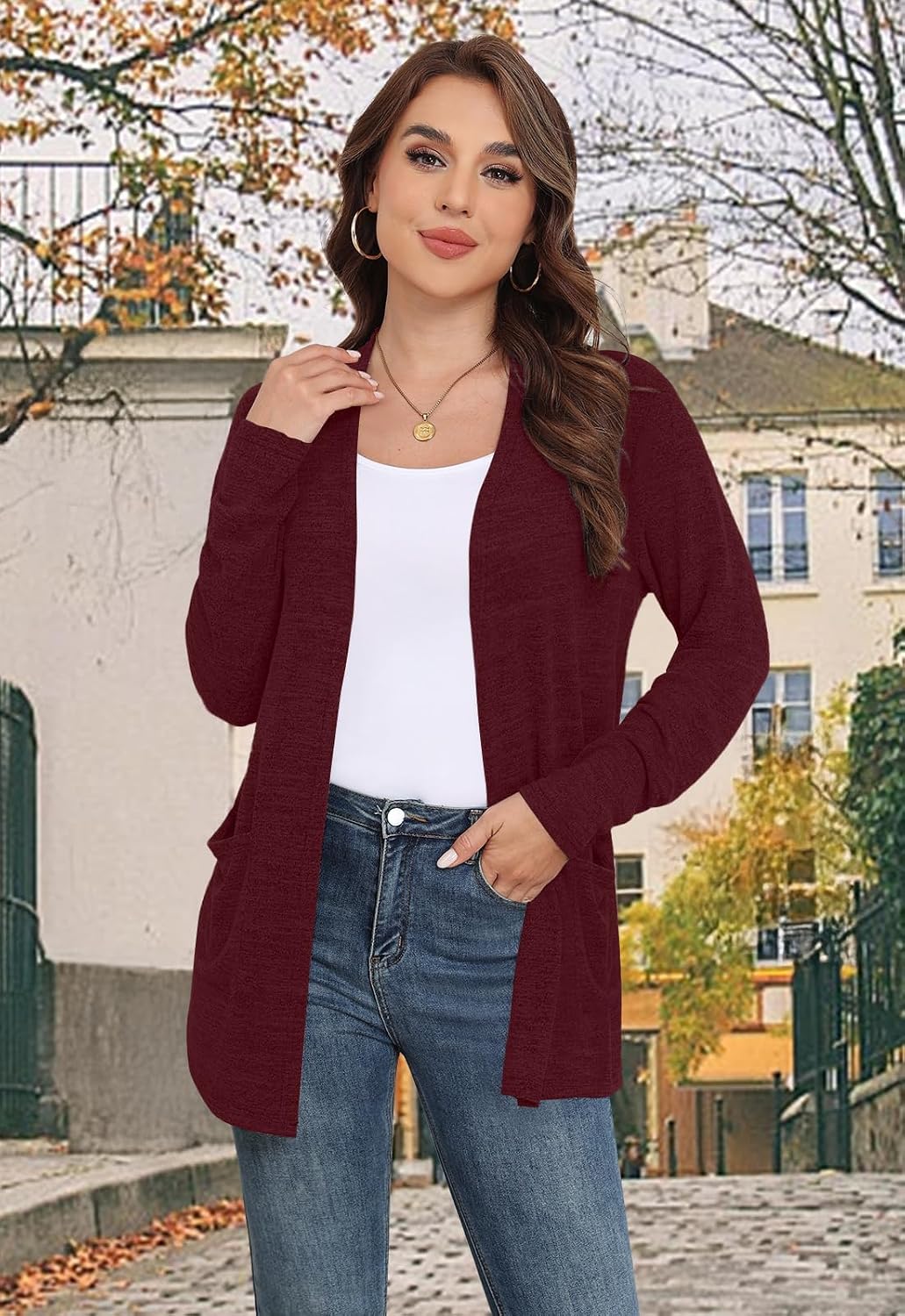 Yincro Womens Lightweight Cardigan Long Sleeve Open Front Casual Sweater Cardigans with Pockets