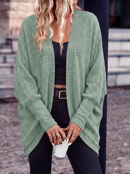 PRETTYGARDEN Batwing Long Sleeve Lightweight Cardigan Sweaters for Women | Casual Open Front Long Cardigans, Loose Fit Soft Ribbed Knit Light Weight Sweater, Fashion Early Fall Clothes, Travel Outfits