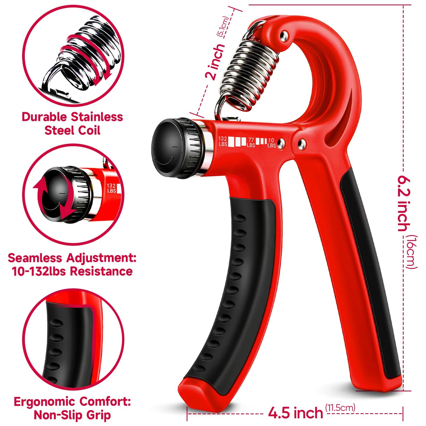 FitBeast Grip Strengthener Forearm Strengthener Hand Grips Strengthener Kit - 5 Pack Adjustable Resistance