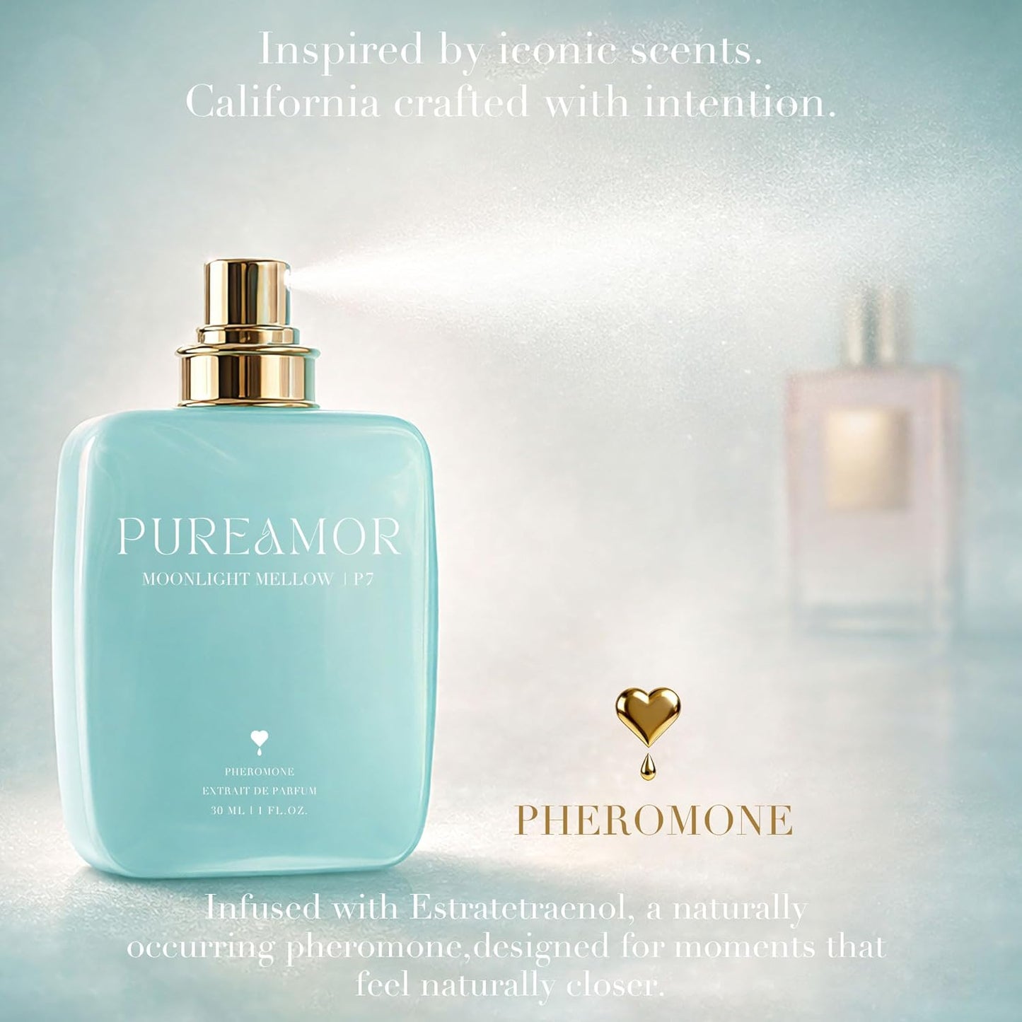 Pheromone Perfume for Women, Amber Noir Extrait de Parfum - Long Lasting Vanilla Amber Scent, 30% High Concentration, Full Size Fragrance Spray, 1.0 oz / 30 ml