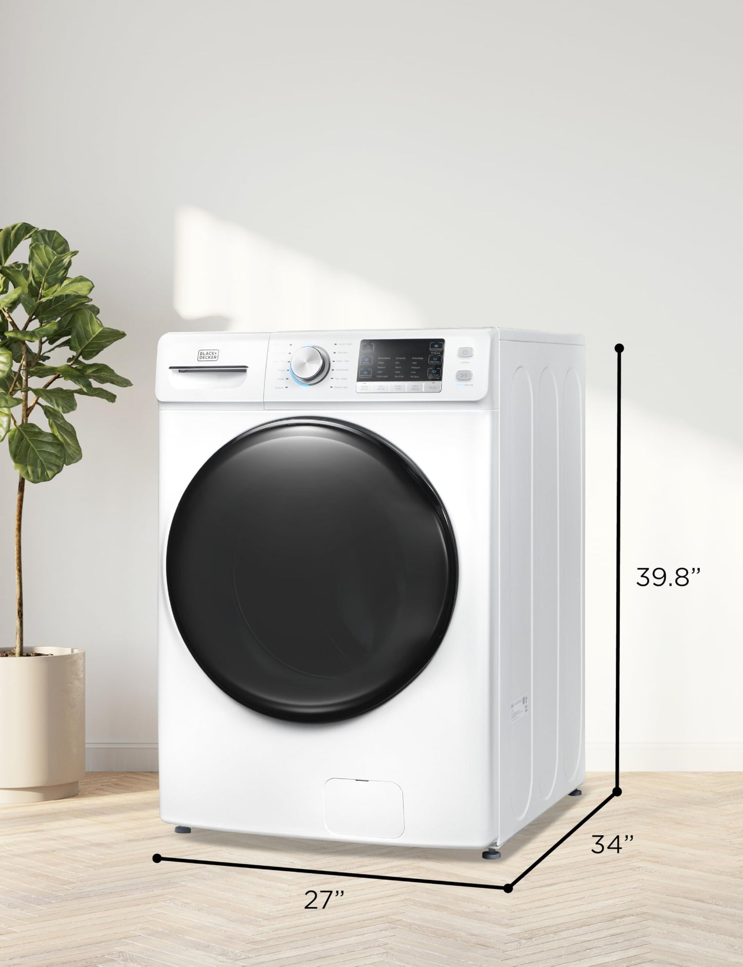 BLACK+DECKER 0.9 Cu. Ft. Portable Washer, 6.6 lb. Capacity Washing Machine for Homes & Apartments, 5 Wash Cycles, Quick Connect Sink Adapter and Drain Hose Included, LED Display, BPWM09W, White
