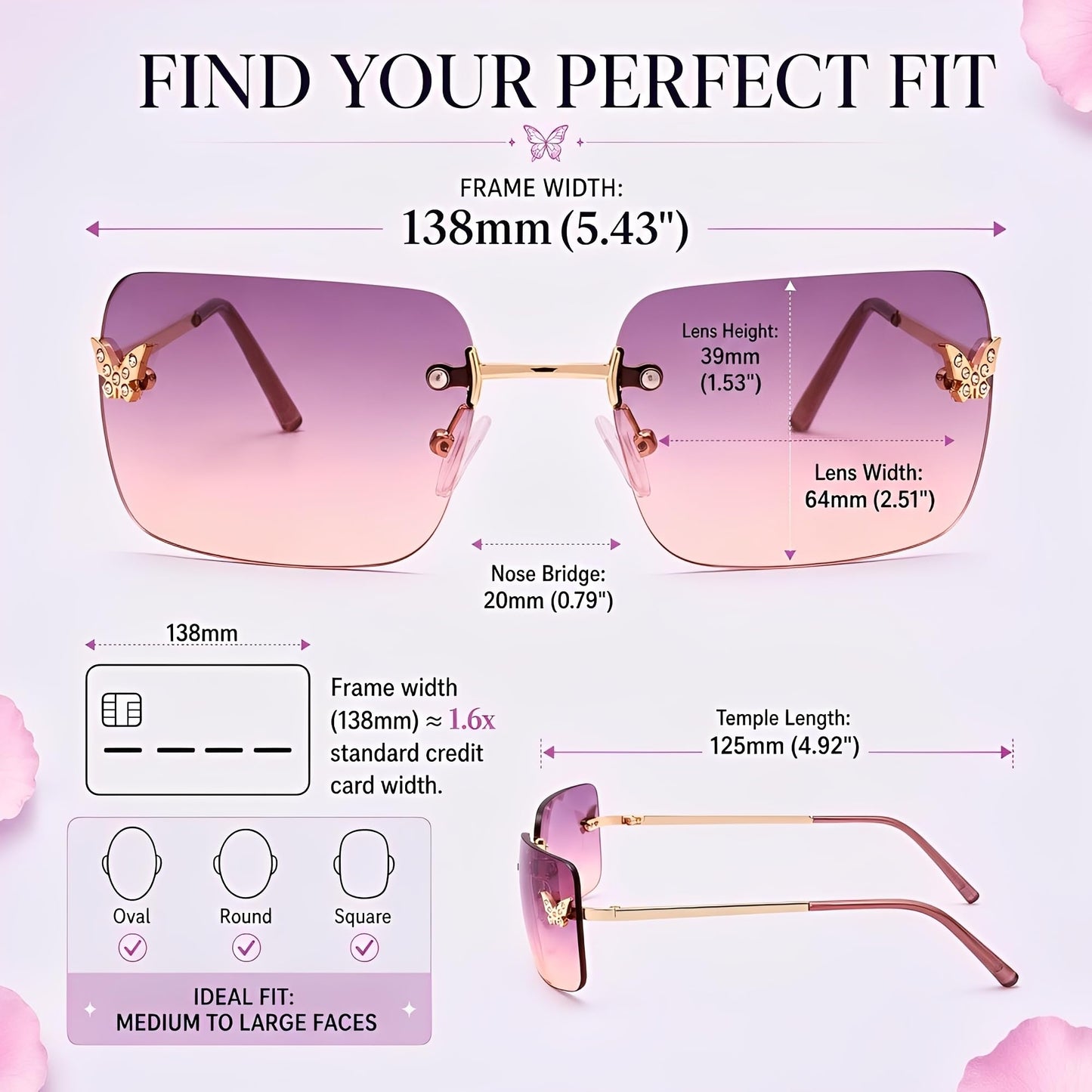 Y2k Sunglasses for Women - Trendy Rimless 2000s Fashion Sun Glasses Rave Shades