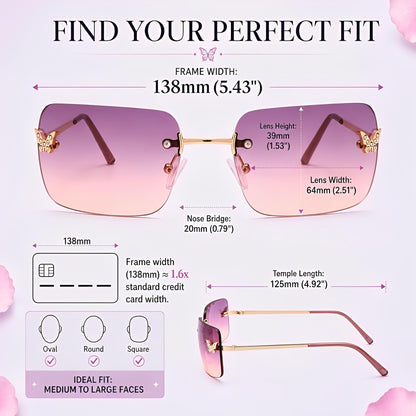 Y2k Sunglasses for Women - Trendy Rimless 2000s Fashion Sun Glasses Rave Shades