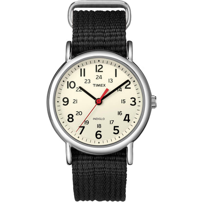 Timex Weekender 38mm Unisex Analog Watch | INDIGLO Backlight | Adjustable Durable Nylon Fabric Slip Through Strap | 24 Hour Time