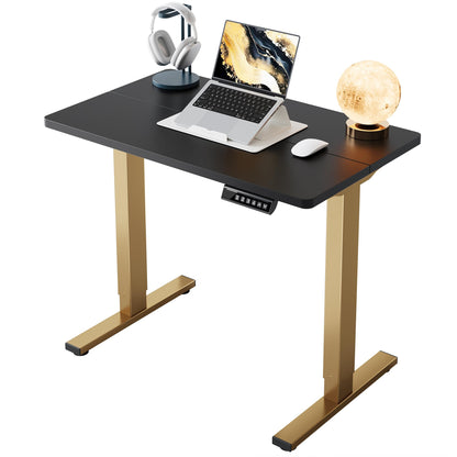 HUANUO 32" Small Electric Standing Desk Adjustable Height, 4 Memory Height Settings, Sit Stand Up Desk for Home Office & Computer Workstation, LightWalnut