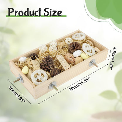 Bird Foraging Toys Box, Wooden Foraging and Shredding Toy for Birds, Bird Box for Mental Stimulation, Wood Colour
