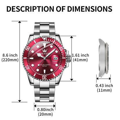 OLEVS Luxury Watches for Men Big Face Stainless Steel Business Dress Analog Quartz Watch with Day Waterproof Luminous Mens Wrist Watch