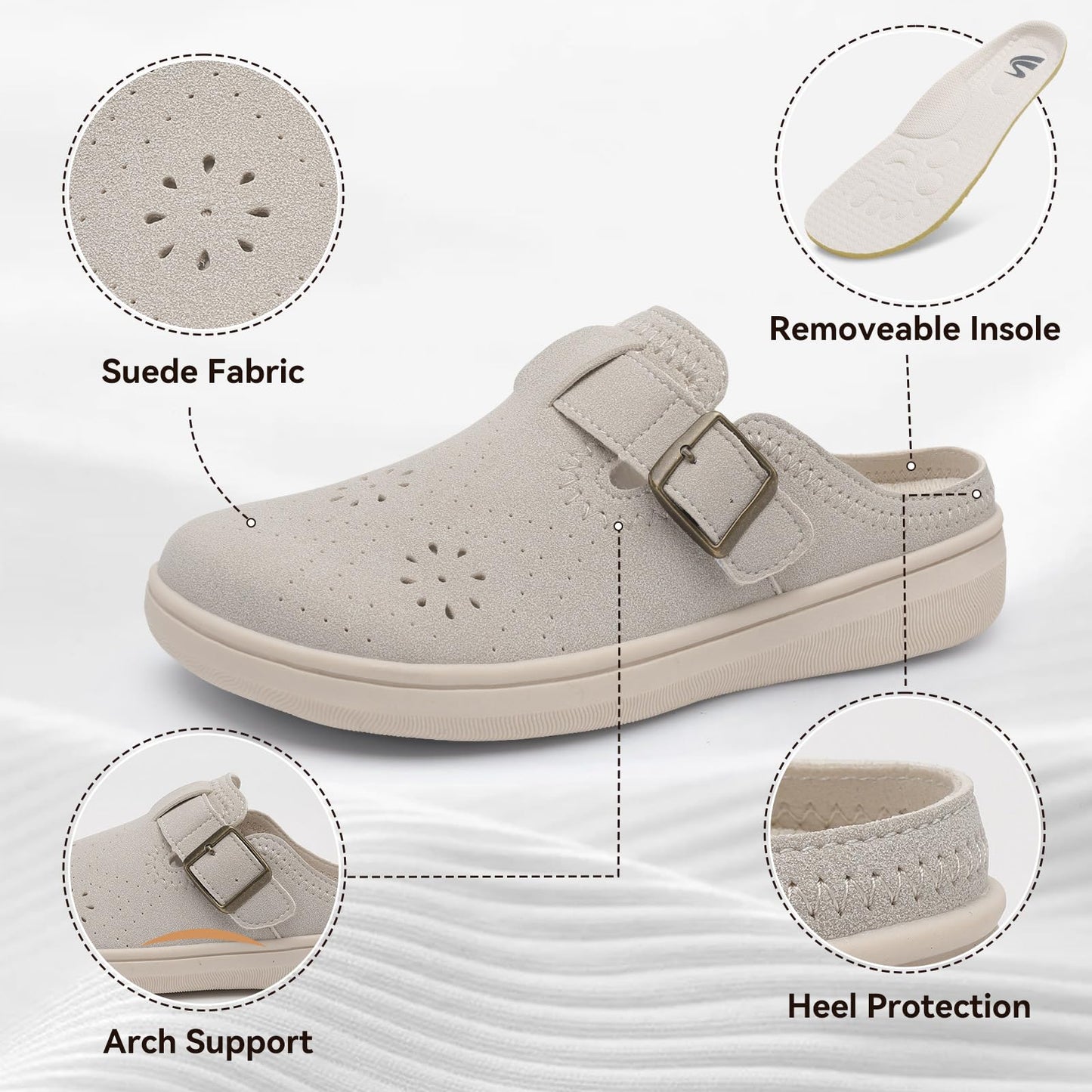 Spesoul Clogs for Women Wide Width Slip On Mules Slide On Potato Shoes Diabetic Slippers Closed Toe Zero Drop for Swollen Feet Summer Indoor Outdoor