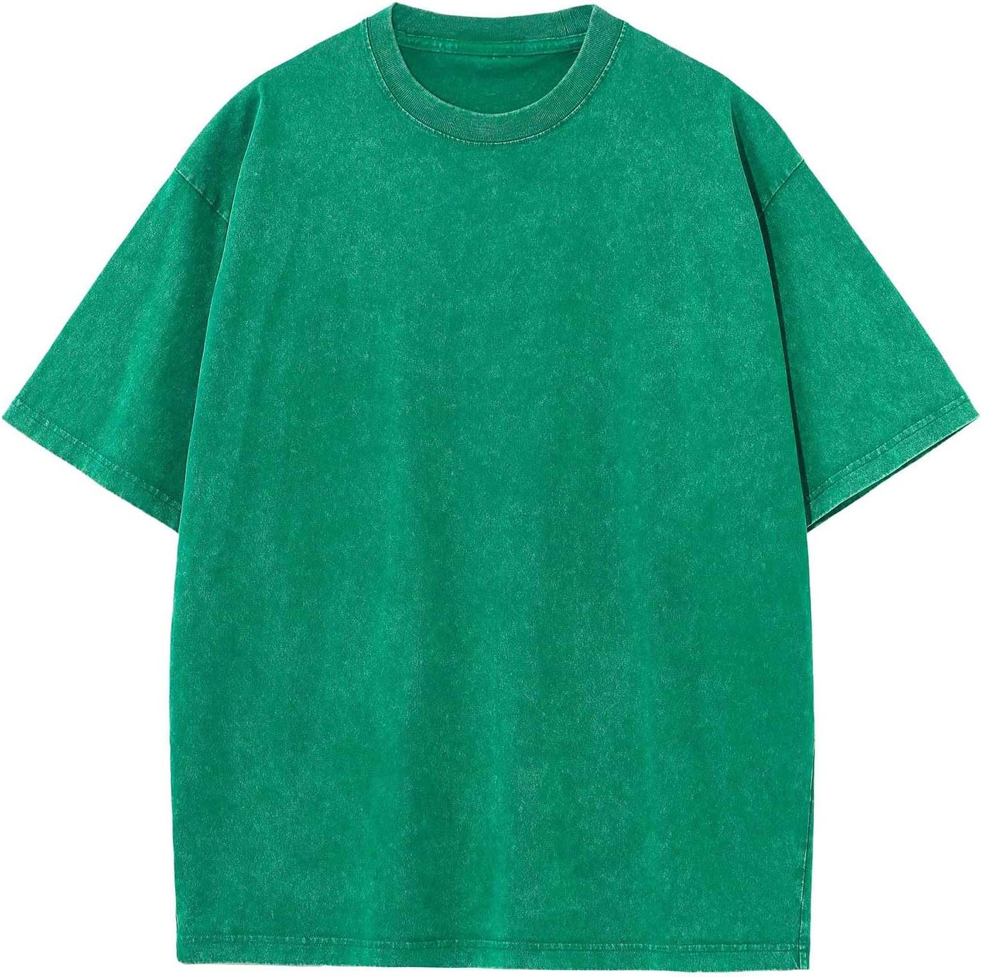 Men's Cotton T-Shirts Oversized Unisex Short Sleeves Casual Loose Wash Solid Basic Tee Tops
