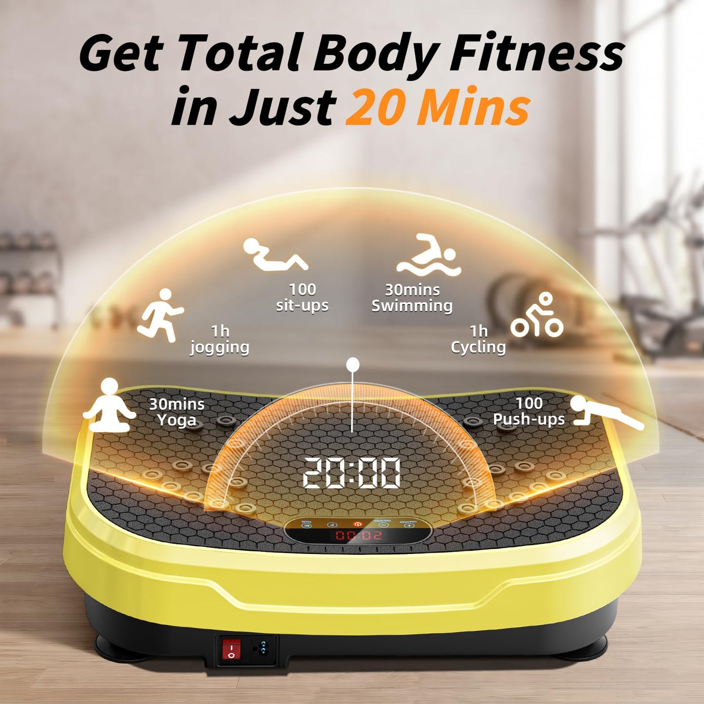 Vibration Plate Exercise Machine for Lymphatic Drainage, Full Body Shake Platform Board for Home Fitness, Fat Burning, 5 Program Modes and 99 Speed Levels