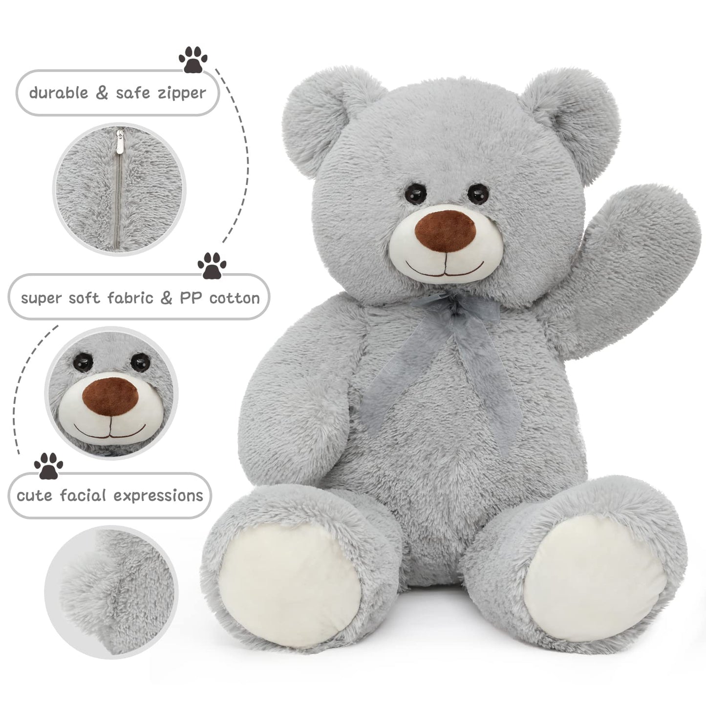 Toys Studio 47 Inch Big Teddy Bear Giant Stuffed Animal for Girls, 4 Feet Large Teddy Bear Baby Shower Party Decorations Kids Women Girlfriend Christmas Valentines Gifts, Light Brown
