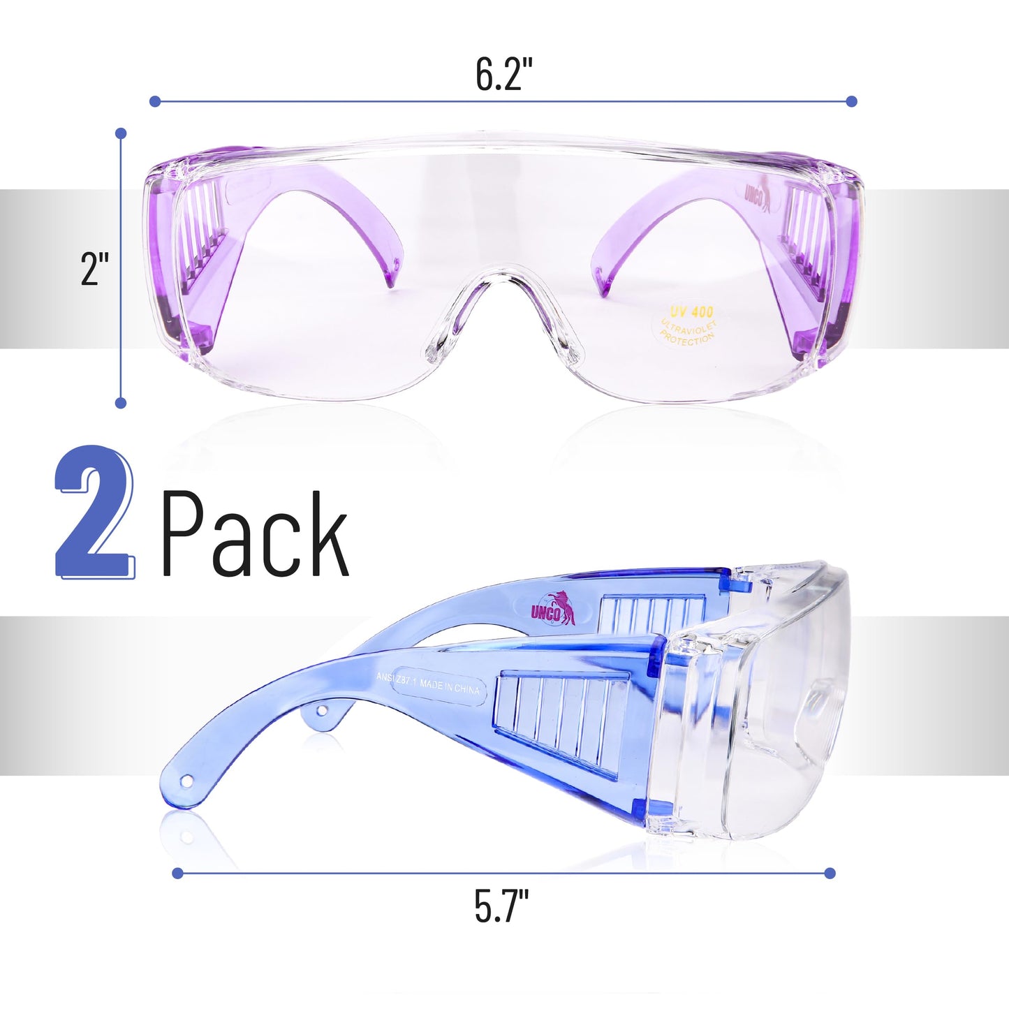 UNCO- Safety Goggles Over Glasses, Protective Goggles, Anti Fog, Work, Safety Glasses Over