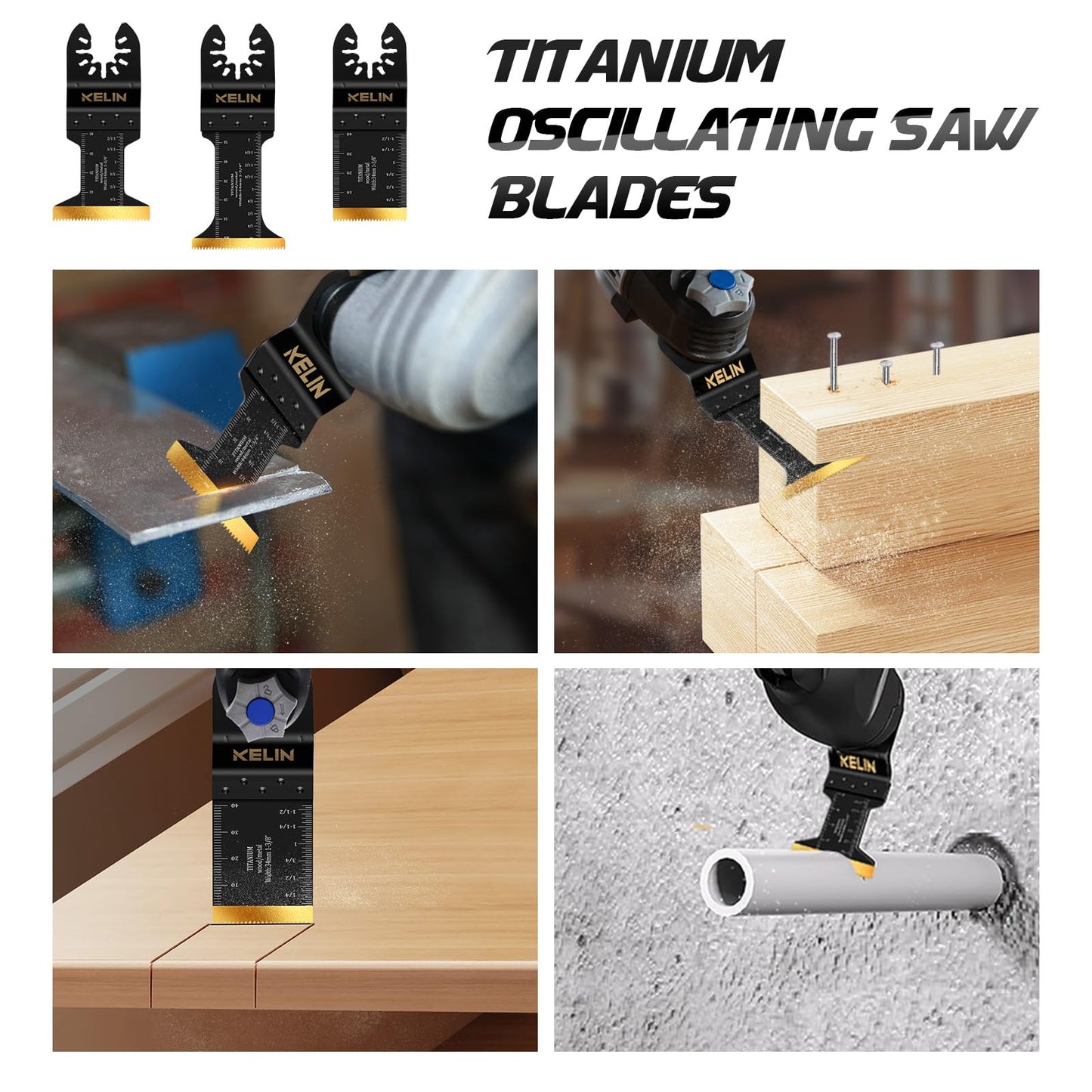KELIN 6PCS Oscillating Multi Tool Hook Knife Blades, Multitool Saw Blades for Soft Materials Like Roofing Shingles, Carpet, Cardboard & PVC Flooring, Universal Interface