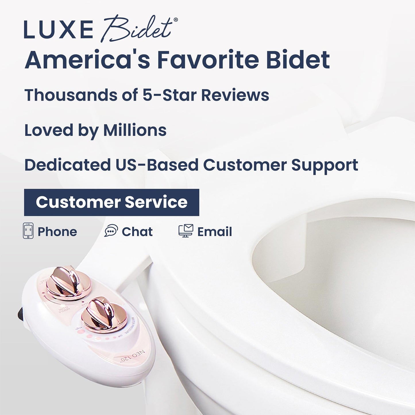 LUXE Bidet NEO 120 - Single Nozzle, Self-Cleaning, Non-Electric Bidet Attachment for Toilet Seat, Adjustable Water Pressure, Rear Wash (White)