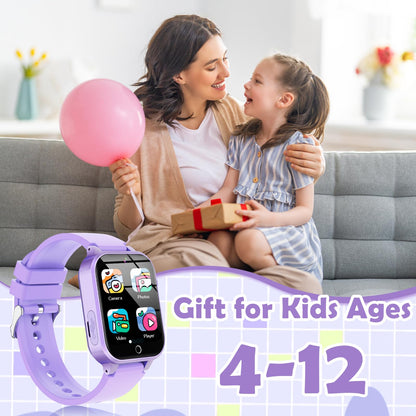 Luyiilo Smart Watch for Kids, with 26 Puzzle Games, Touch Screen, HD Camera, Alarm Clock, Toys for Ages 4-12 Years Old.Birthday Gift for Boys Girls (Blue)