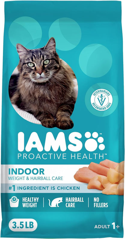 IAMS Proactive Health Indoor Dry Cat Food, Chicken & Turkey, 7 lb | Vet-recommended, Real Chicken #1 Ingredient, Proprietary Fiber Blend, Prebiotics for Healthy Digestion, Hairball Control