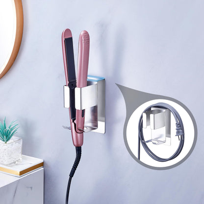 Hair Straightener Holder Wall Mounted Blow Dryer Holder, Blow Dryer and Curling Iron Holder, Hair Dryer and Straightener Holder, Bathroom Hair Tools Organizer and Storage (Black, 1Pc)