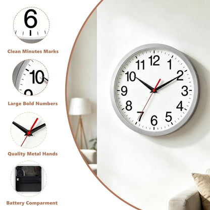 Rohioue Wall Clock Modern 8 Inch Battery Operated Silent Non Ticking Small Analog Clock for Living Room Office Home Bedroom Kitchen Bathroom(Black)