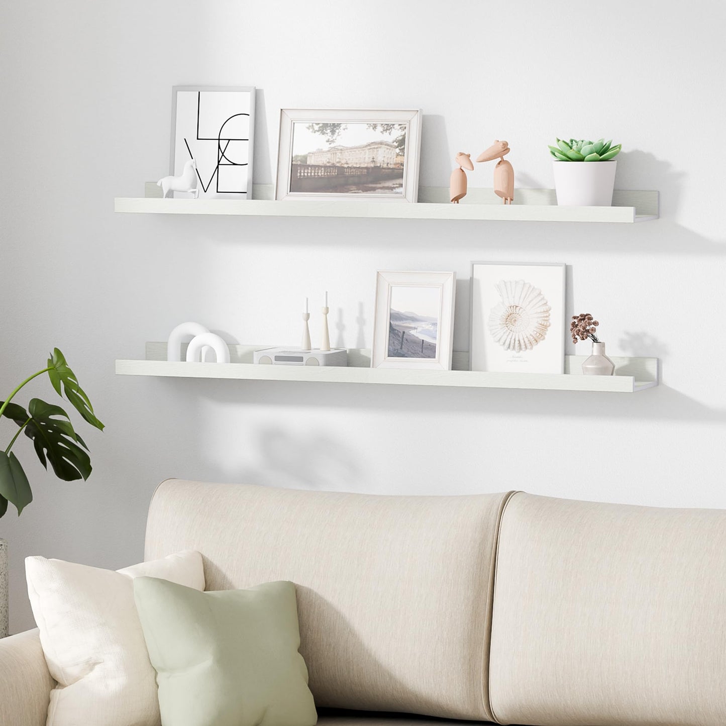 upsimples Floating Shelves for Wall, Wall Shelves for Decor Storage Set of 6, Wall Mounted Wood Shelf for Bedroom, Living Room, Bathroom, Kitchen, Picture Ledge Shelf, Black