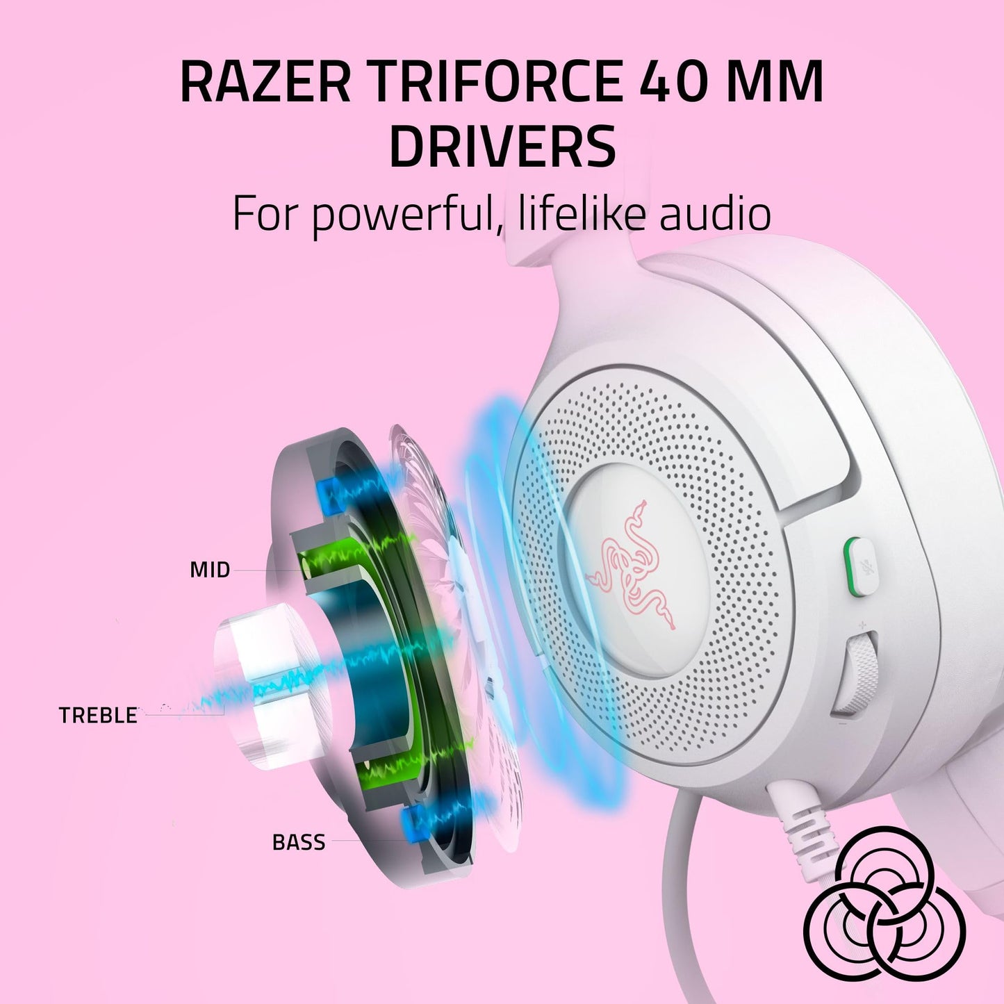 Razer Kraken Kitty V3 X Wired Gaming Headset: Kitty Ears - HyperClear Cardioid Mic - 40 mm Drivers - 7.1 Surround Sound - Comfy Ear Cushions - Cross-Platform via 3.5mm PC, PS5, Xbox, Switch 2 - Pink