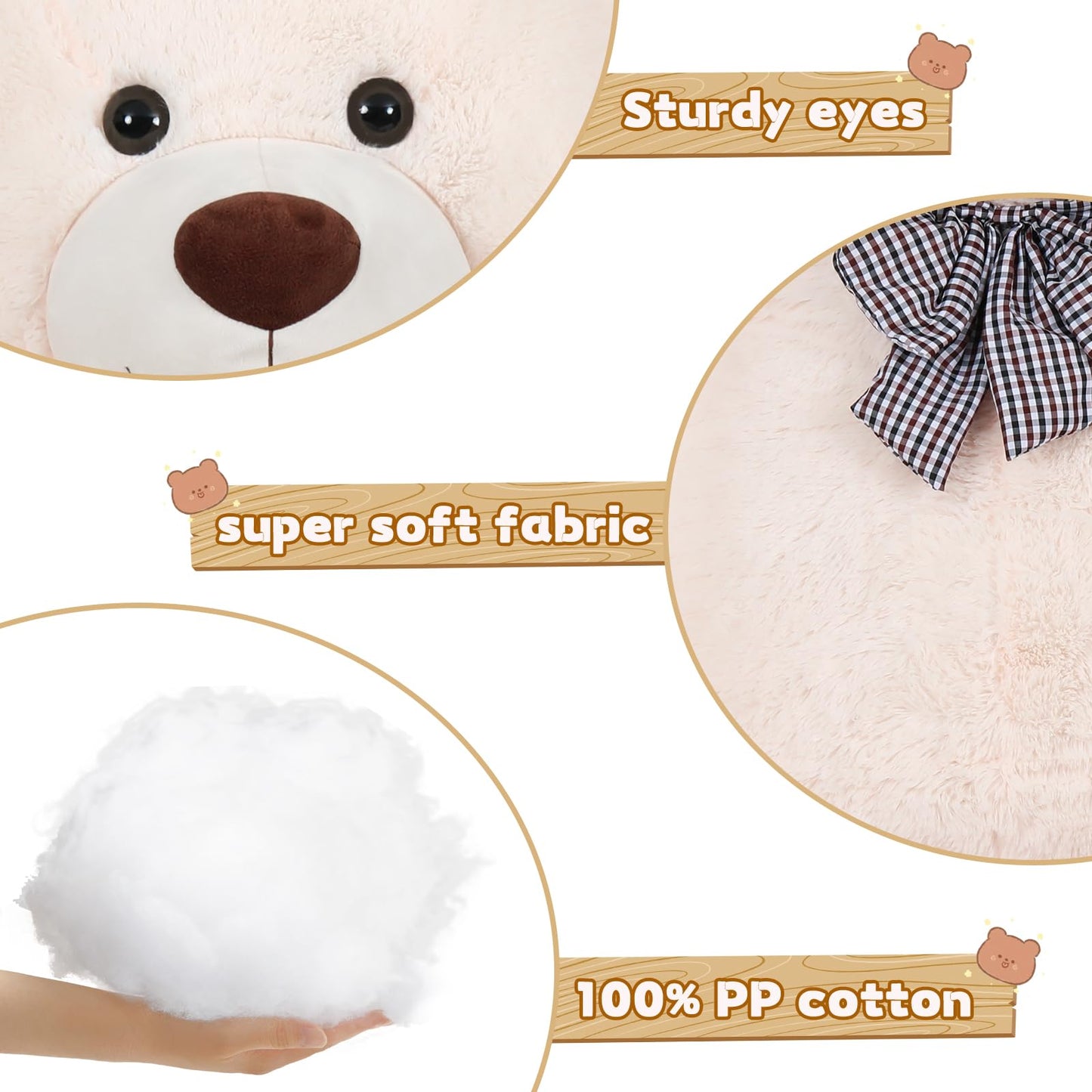 Toys Studio 47 Inch Big Teddy Bear Giant Stuffed Animal for Girls, 4 Feet Large Teddy Bear Baby Shower Party Decorations Kids Women Girlfriend Christmas Valentines Gifts, Light Brown
