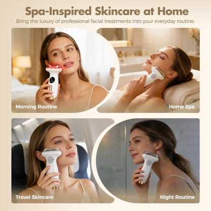 Red Light Therapy for Face, Electric Gua Sha Facial Massager, Microcurrent Facial Device for Tightening & Lifting, Warm Compress for Better Skincare Absorption & Cold Compress for Depuffing