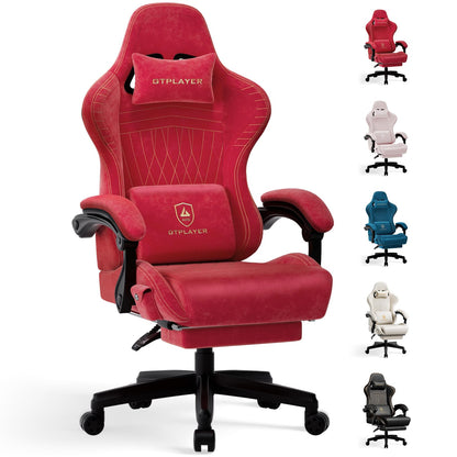GTPLAYER Gaming Chair for Adults, Ergonomic Computer Game Chairs with Speakers, Footrest & Linkage Armrest, Reclining High Back Silla Gamer for Home Office, Ace Pro, Off-White