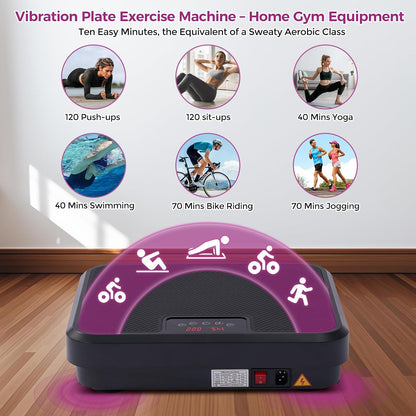 Vibration Plate Exercise Machine, 400LBS Vibrating Plate for Lymphatic Drainage with 999 Speeds, Vibration Plate Machine with Resistance Bands, Mini Lymphatic Drainage Massager for Home Exercising
