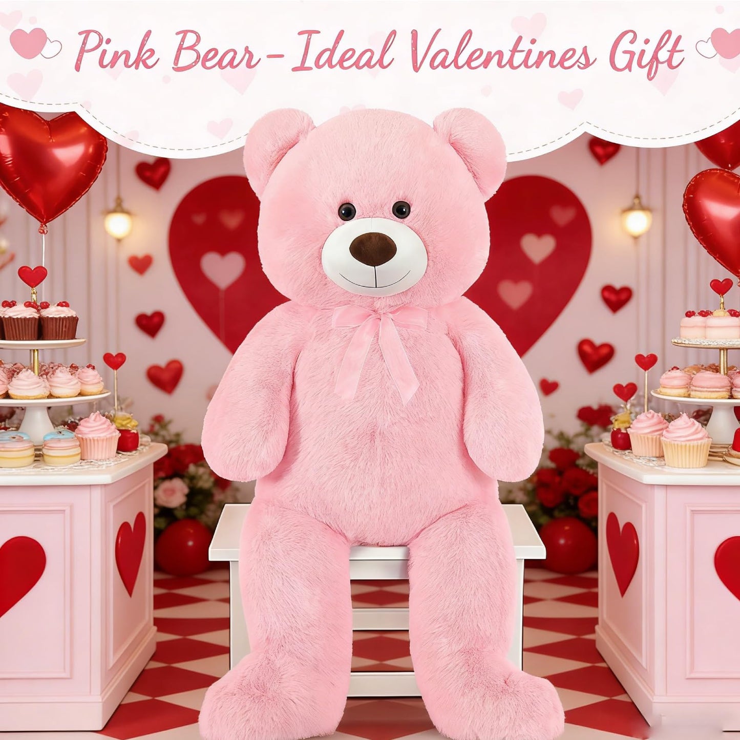Toys Studio 47 Inch Big Teddy Bear Giant Stuffed Animal for Girls, 4 Feet Large Teddy Bear Baby Shower Party Decorations Kids Women Girlfriend Christmas Valentines Gifts, Light Brown