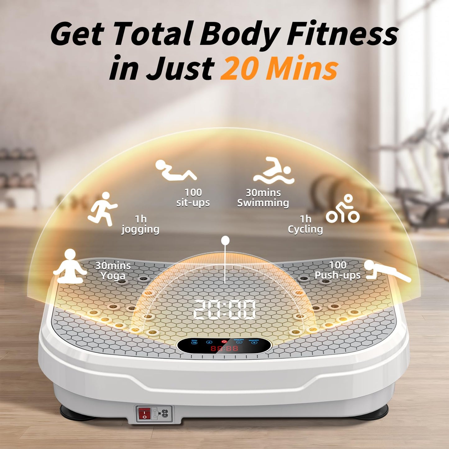 Vibration Plate Exercise Machine for Lymphatic Drainage, Full Body Shake Platform Board for Home Fitness, Fat Burning, 5 Program Modes and 99 Speed Levels